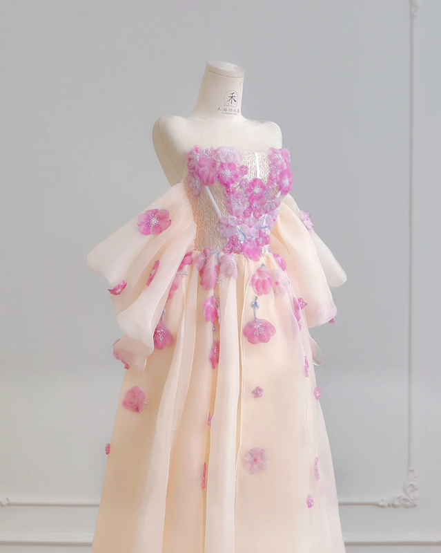Light pink strapless fitted waist sexy long ball gown R8197