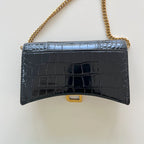 Balenciaga croc embossed hourglass XS top handle bag