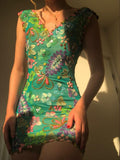 Green bottom flower suspender waist skirt slim fit homecoming dress R2840