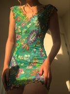Green bottom flower suspender waist skirt slim fit homecoming dress R2840