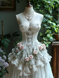 Chiffon Flowers Wedding Dress Sweetheart Dreamy Wedding Gown cg26287
