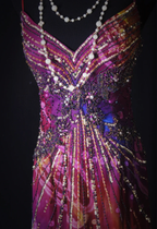 Unique V Neck Purple Spaghetti Straps Chiffon Beaded Mermaid Long Party Dress Evening Gown
