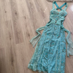 Classy Light Blue V Neck Chiffon Beaded Mermaid Long Party Dress Backless Evening Gown