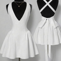 Simple White Backless A Line Homecoming Dress Short Party Dress Y8848