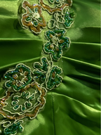 Pretty Green One Shoulder Satin Beaded Mermaid Evening Dress Long Wedding Guest Dress SP1972