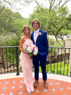 A-line Pink Tulle Tiered Long Prom Dress , Unique Prom Dress Y836