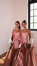 Pretty Pink Strapless Satin Pleated Ball Gown Long Birthday Party Dress Prom Gown SP1672
