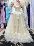 White strapless fitted waist elegant classic ball gown, bridal dress R7245