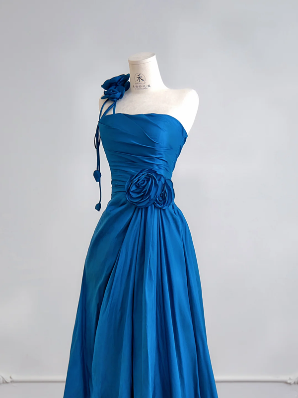 Blue strapless fitted long ball gown, elegant and sophisticated R8198