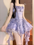 Tea break French sweet puffy suspender dress super fairy forest fairy dress high-end R1653