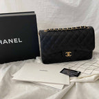 Chanel Black Jumbo Caviar Double Flap Classic Bag