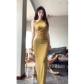 One-shoulder dress, sexy bodycon maxi skirt  G120