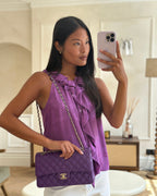 *HOT COLOUR* Chanel Purple Medium Classic Double Flap Bag in Caviar Leather with Champagne Gold Hardware