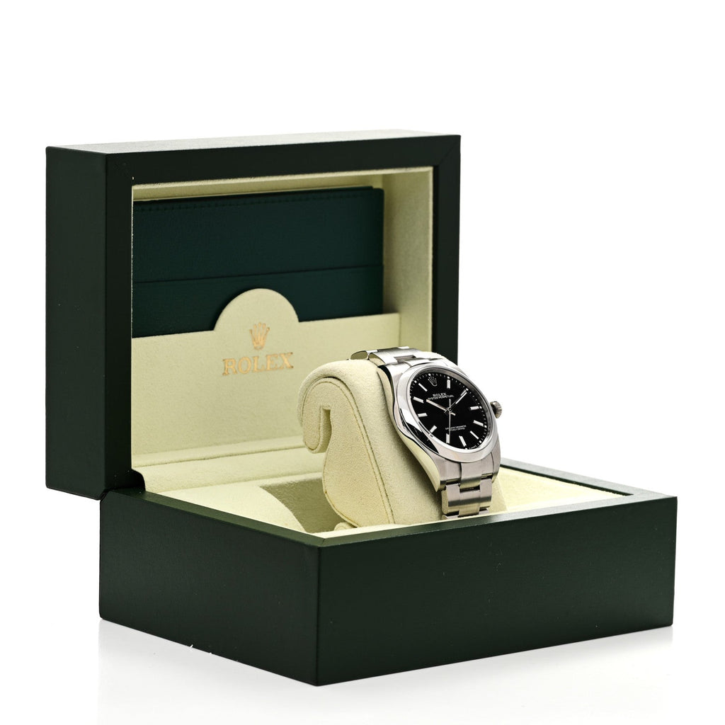 Stainless Steel 39mm Oyster Perpetual Watch Black 114300