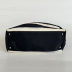 Chanel black and white ridged satin shoulder bag
