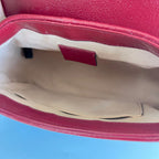 Gucci Black/Red Diagonal Quilt Leather Mini GG Marmont Bag