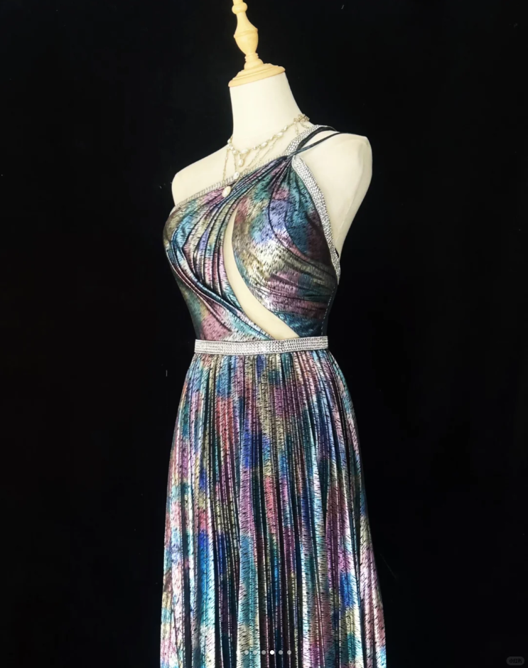 Unique One Shoulder Satin Pleated Beaded Long Evening Dress Formal Birthday Prom Dress SP1437