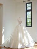 White strapless fitted waist ball gown/bridal dress R8459