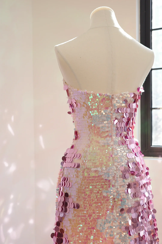 Pinkish-purple strapless fitted sequined long ball gown/bridal dress R8556