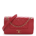 Sheepskin Quilted Medium Vintage Mademoiselle Flap Red