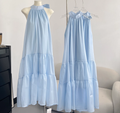 Blue sleeveless dress loose and slim 2025 new temperament gentle skirt R2083