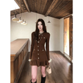 Retro-style slim-fit short skirt with ruffled trim  G078
