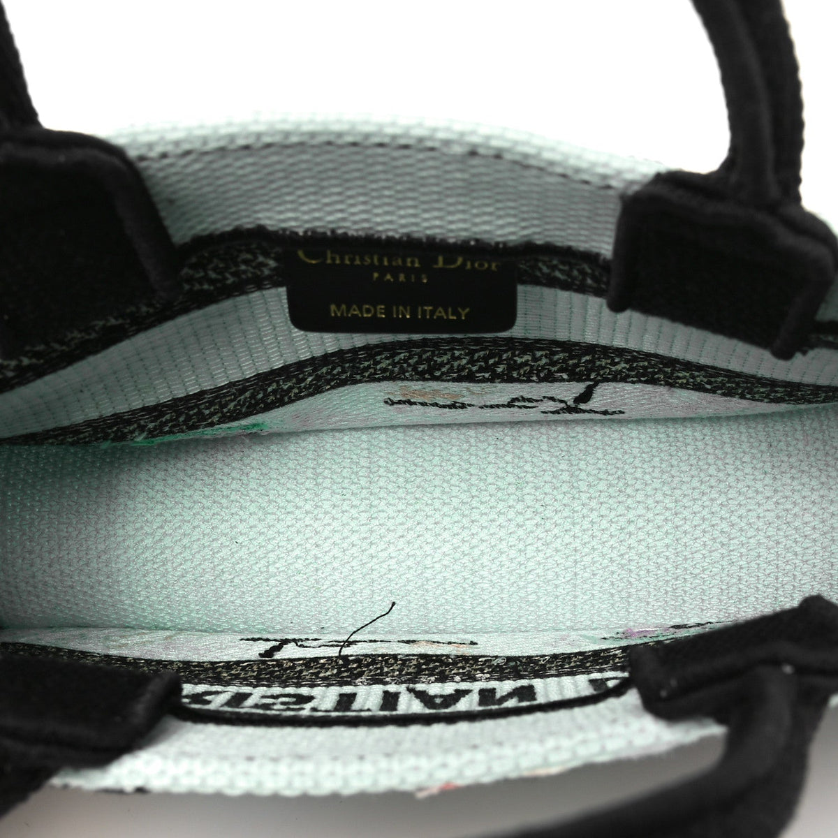 Canvas Embroidered Souvenir Saint Tropez Mini Book Tote With Strap Natural Multicolor