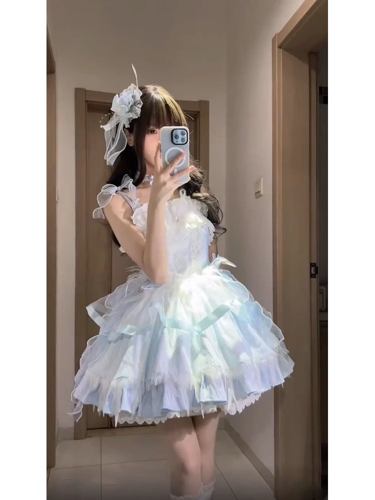 Retro Ball Gown Straps Neckline Short Tulle Birthday Dresses Birthday Outfits