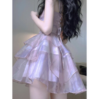 Cute Ball Gown Straps Lilac Short Cocktail Dresses Birthday Outfits