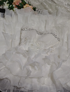 Glamorous Strapless Beaded White Chiffon Ruffles Layered Long Wedding Dress Formal Bridal Gowns
