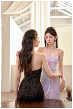 Gorgeous Sweetheart Neck Lavender Tulle Sequin Mermaid Long wedding Guest Dress Formal Evening Dress Prom Gown