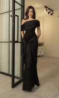 Elegant Black Off The  Shoulder Party Dress Mermaid Evening Gown Y8794