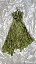 Classy Green Chiffon Lace Appliques Beaded Mermaid Evening Dress Long Birthday Prom Gowns SP1805