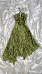 Classy Green Chiffon Lace Appliques Beaded Mermaid Evening Dress Long Birthday Prom Gowns SP1805