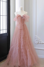 Ball Gown Sleeveless Pink Tulle Prom Dress B022