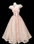 Sweet Pink Lace Long Party Dress Formal 20th Birthday Outfits With Bow SP1917