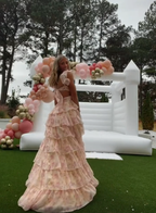 Charming A-line Print Tiered Long Prom Dress,Summer Beach Dress  Y1614