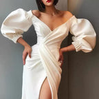 Prom Dresses V-Neck Mid-Calf Split A-Line Women's Party Dress   cg19879