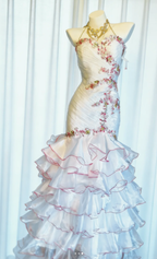 Glamorous White Sweetheart Neck Satin Pleated Tulle Layered Mermaid Long Prom Dress Birthday Party Dress With Beads SP1628