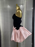 Fashion Spaghetti Straps Satin Bow A Line Short 20th Birthday Outfits Formal Homecoming Dress Y9954