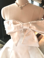 Pretty Bow Strapless Satin Pearls Beaded White Short A Line Graduation Homecoming Dress 15th Birthday Outfits Y9410