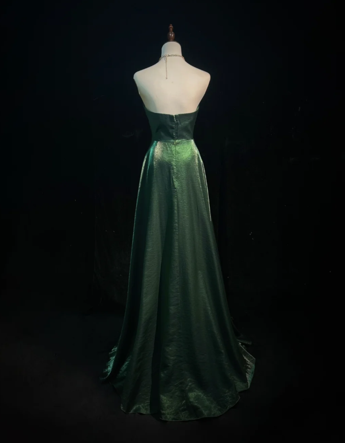 Vintage Sweetheart Neck Dark Green Satin Mermaid Party Dress Long Wedding Guest Dress SP1858