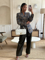 Chanel White Single Flap Bag Aged Calfskin Leather with Antique Gold Hardware