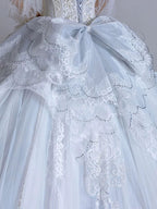 Dreamy Ball Gown Sweetheart Long Puffy Sleeves Lace Wedding Dresses With Beads C1798