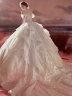 Princess Ball Gown Off The Shoulder Sequin Long Wedding Dresses C201