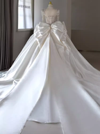 Princess Ball Gown Long Sleeves Satin Wedding Dresses C203