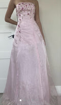 Gorgeous A line Strapless Pink Prom Gown With Beads Long Prom Dresses Evening Dress C2995