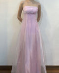 Vintage A Line Spaghetti Straps 90s Pink Tulle Prom Dresses Evening Gowns C3041