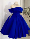 Pretty Ball Gown Royal Blue Satin Evening Dress Prom Dresses With Beads C3689