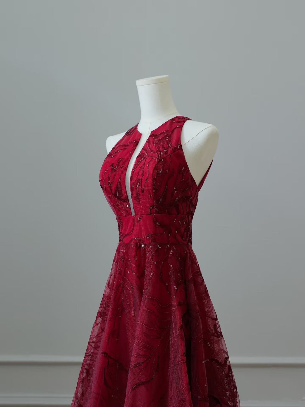 Sexy High Low Burgundy Sequin Long Prom Dresses Evening Gowns